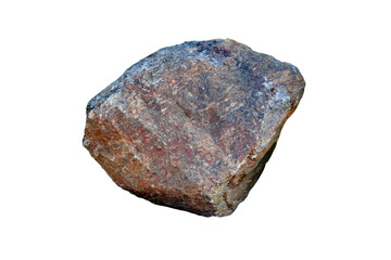 specimen of gneiss and schist rock isolated on a white background. metamorphic rock.