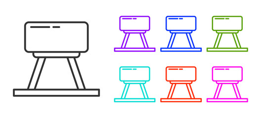 Black line Pommel horse icon isolated on white background. Sports equipment for jumping and gymnastics. Set icons colorful. Vector Illustration.