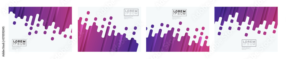 Poster set of colorful gradient oblique strip on white background with space. modern minimal background for