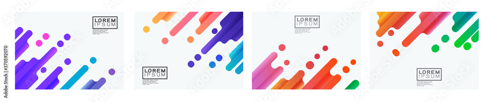 Poster set of colorful gradient oblique strip on white background with space. modern minimal background for