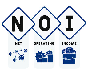 NOI - net operating income. business concept. vector illustration concept with keywords and icons. lettering illustration with icons for web banner, flyer, landing page, presentation