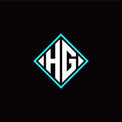 Initial H G letter with square style logo template vector