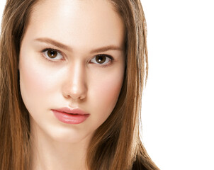 Fototapeta premium Beautiful face woman natural clean fresh skin young female model face portrait
