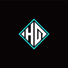 Initial H Q letter with square style logo template vector
