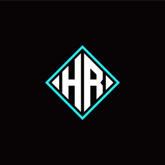 Initial H R letter with square style logo template vector