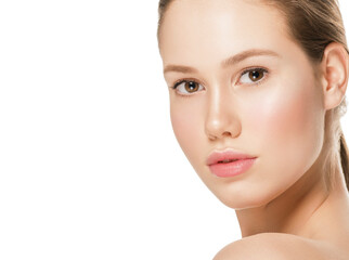 Obraz premium Pure skin woman face clean skin natural makeup young female model