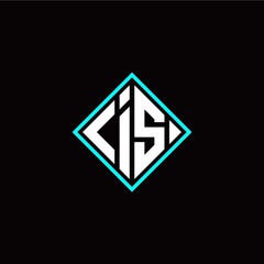 Initial I S letter with square style logo template vector