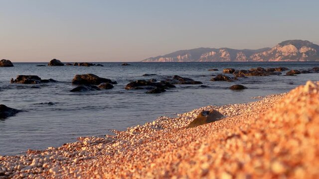Morning Sun at Spiaggia Cala Gonone, Sardinia, Italy (4K)