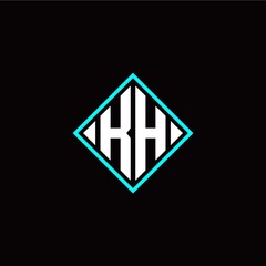 Initial K H letter with square style logo template vector
