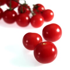 Cherry Tomatoes, solanum lycopersicum, Vegetable against White Background