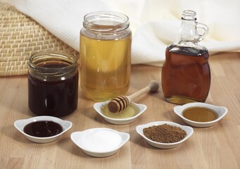 Granulated Sugar, Brown Sugar, Maple Syrup, Treacle and Honey