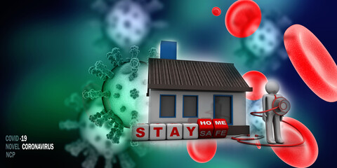3D rendering house with family stay @ home