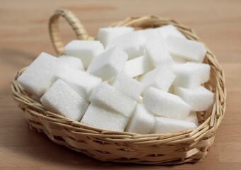 Cubes of White Sugar in Basket