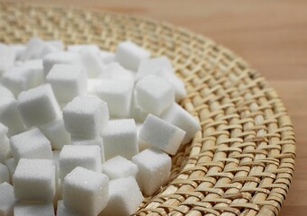Cubes of White Sugar in Basket