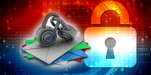 3d rendering Envelope network protection lock
    