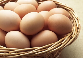 Chicken Eggs in Basket