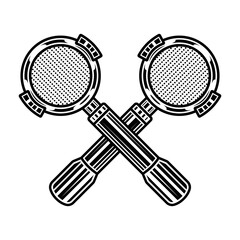 Crossed portafilters, espresso machine part vector