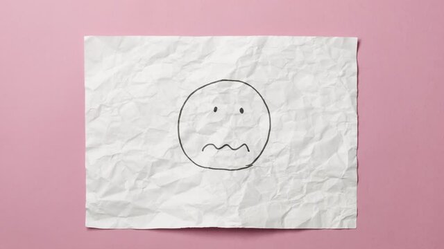 Crumpled paper ball stop motion animated set of icons and signs. Home, mask, happy face, confused or sad face, exclamation and question mark, mix and combine to make your message.