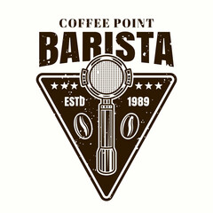 Coffee point vector emblem, logo with portafilter
