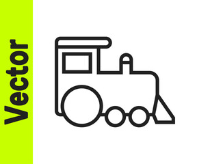 Black line Toy train icon isolated on white background. Vector.