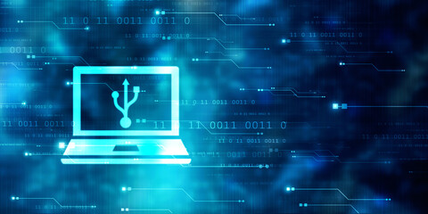 2d rendering laptop with usb