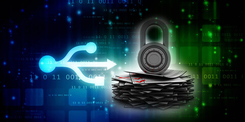 3d rendering documents protection lock