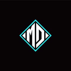 Initial M D letter with square style logo template vector