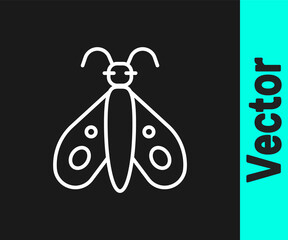 White line Butterfly icon isolated on black background. Vector.