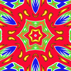 Kaleidoscope gold colorful flower Bright illustration for design.