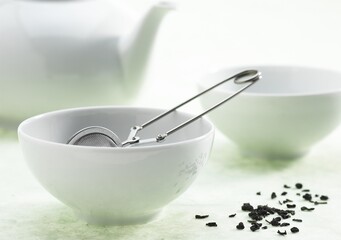 Bowl of Green Tea, Infusion against White Background