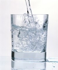 Glass of Sparkling Water against White Background