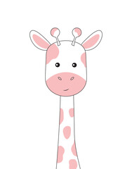 giraffe portrait isolated on white, vector illustration