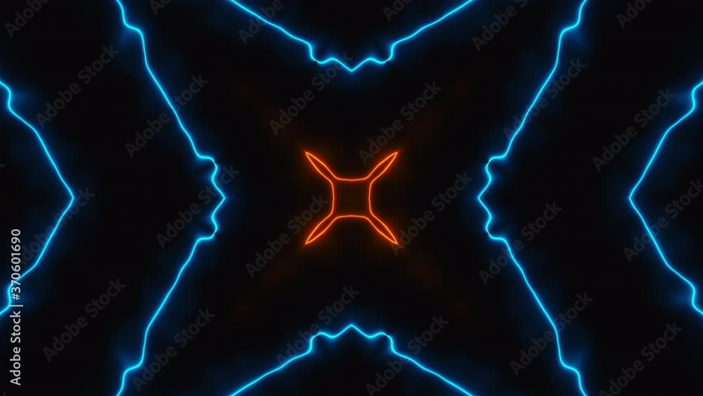 Aufkleber abstract neon kaleidoscope, 3d rendering. computer generated backdrop changing geometries