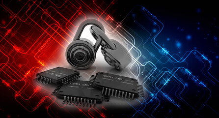 3d rendering lock protected microchips