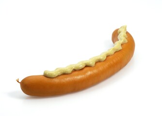 Strasbourg Sausage with Mustard against White Background