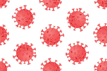 Decorative seamless pattern made of coronavirus (covid-19) symbol, 3D illustration