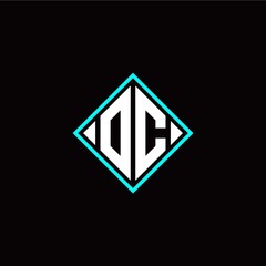 Initial O C letter with square style logo template vector