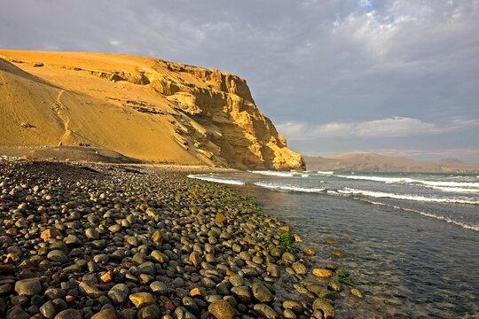 Pebble Beach and Landscape in Paracas National Park, Peru