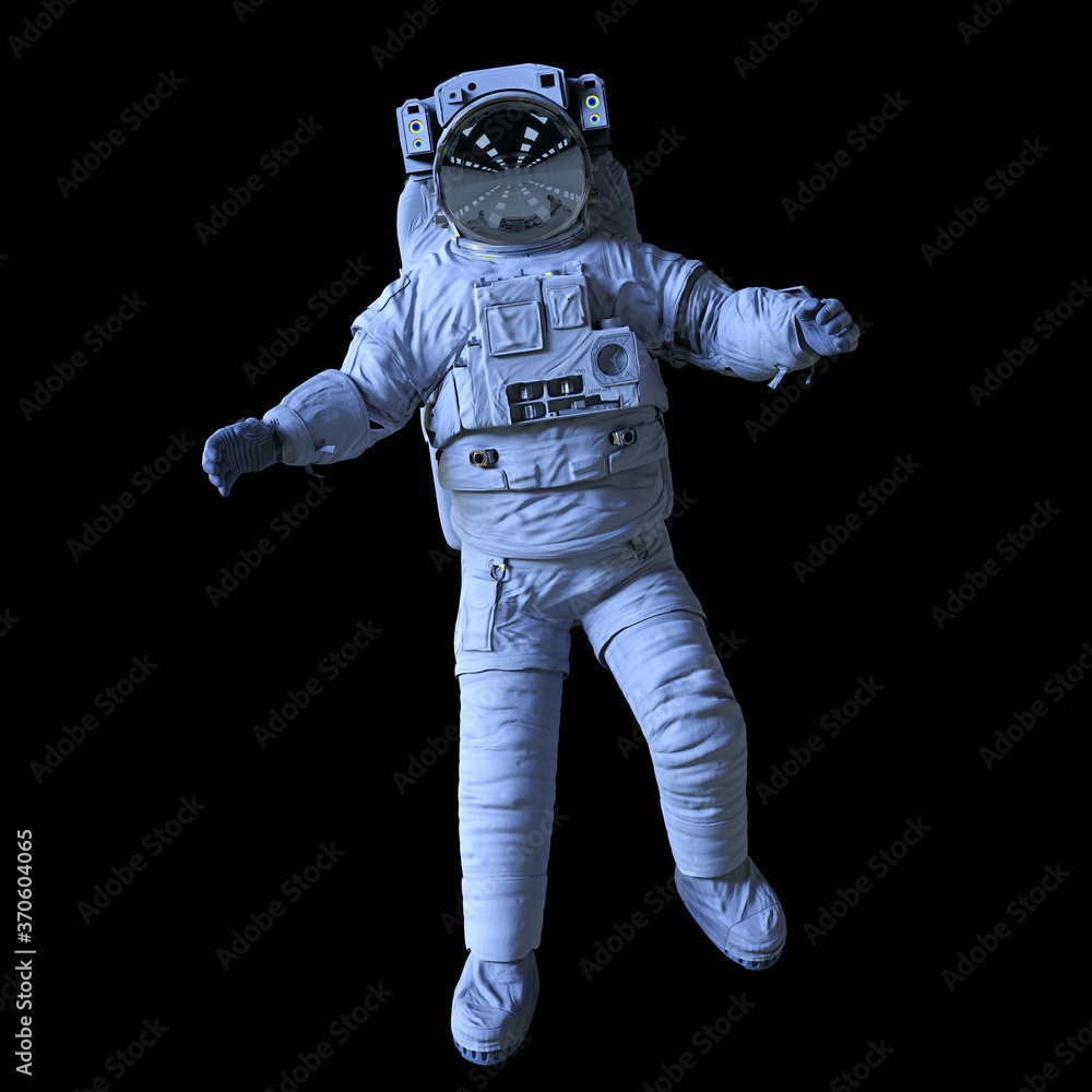 Wall mural astronaut during spacewalk, isolated on black background