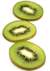 Kiwi, actinidia chinensis, Fruit against White Background