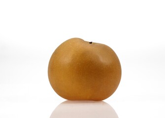 Nashi Pear, pyrus pyrifolia, Fruit against White Background