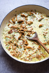 Chanterelle with white wine cream sauce 