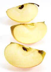 Golden Apple, malus domestica, Fruits against White Background