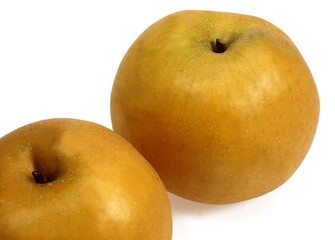 Nashi Pear, pyrus pyrifolia, Fruits against White Background