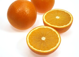Orange, citrus sinensis, Fruits against White Background