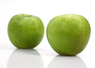 Granny Smith Apple, malus domestica, Fruits against White Background