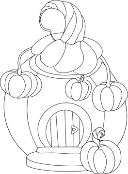Coloring book halloween vector  outline pumpkin illustration. Isolated object on white background for adult children for a holiday