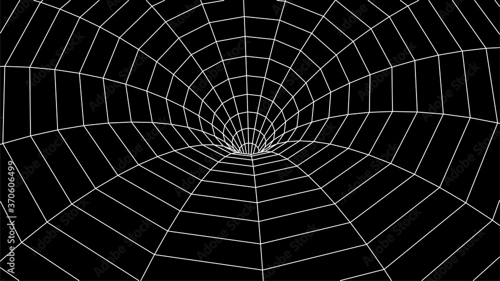Poster technology wireframe tunnel on black background. futuristic 3d vector grid.
