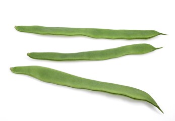 French Bean called Coco Plat, phaseolus vulgaris, Vegetable against White Background