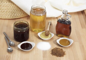 Fine Granulated Sugar, Brown Sugar, Maple Syrup, Molasses and Honey